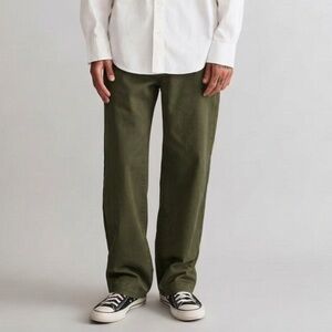 Madewell Oversized Chino Pants Dark Khaki Green Career Business Casual 2023-33